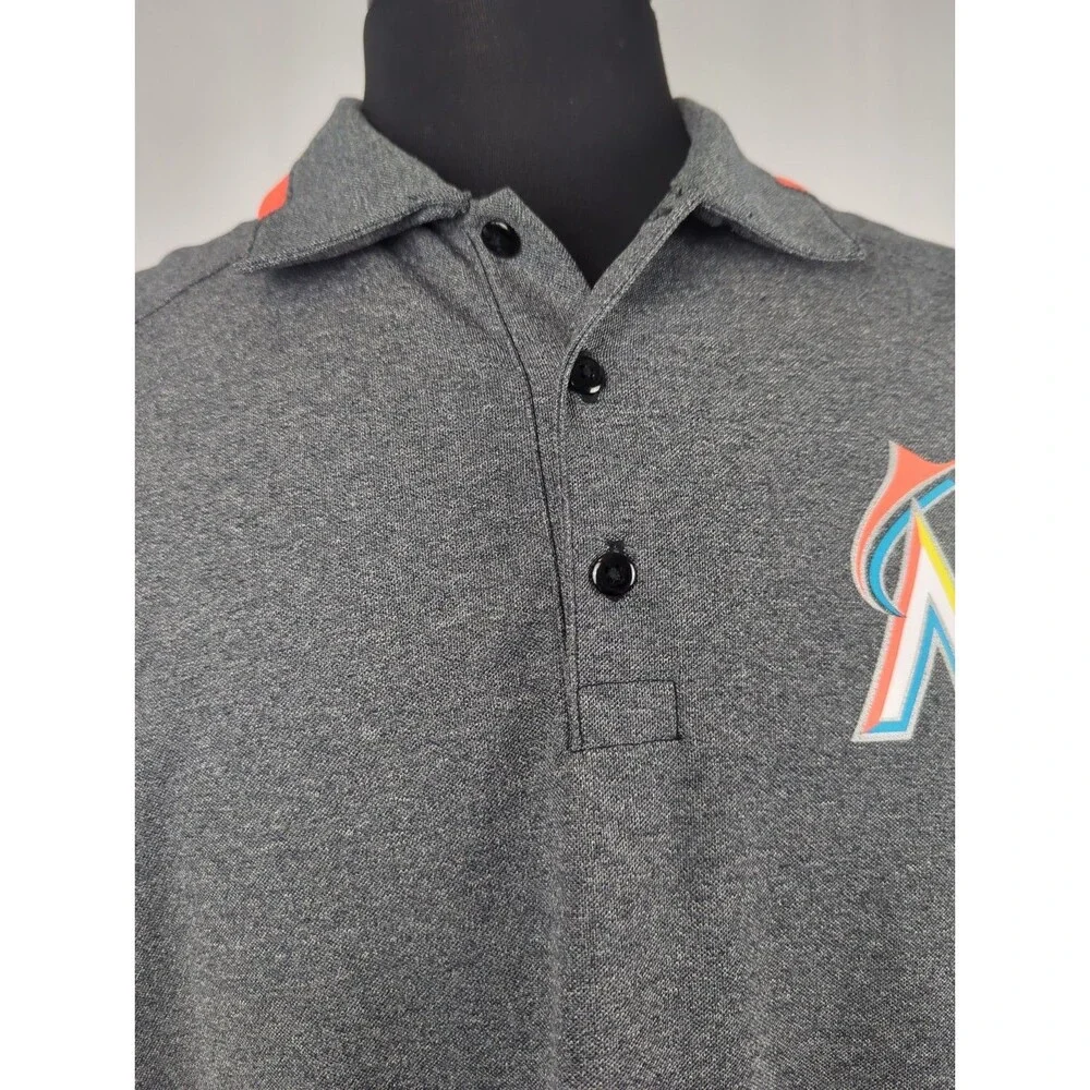 Miami Marlins Polo Shirt Nike XXL Gray Florida Golf Dri Fit MLB Baseball FL